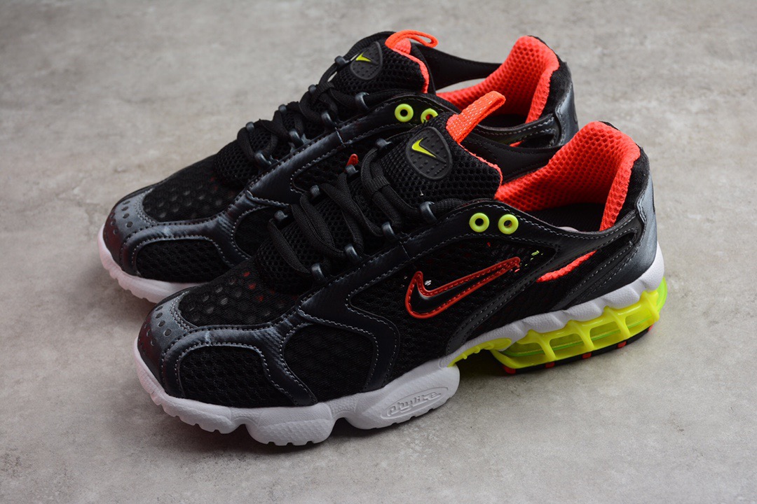 Women Nike Air Zoom Spiridon Caged 2 Black Red Yellow Shoes - Click Image to Close